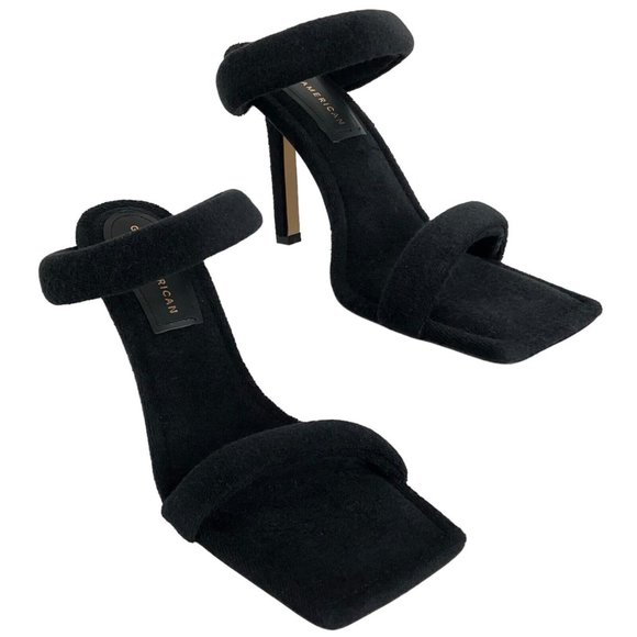 Good American Shoes Womens Size 10 Black Terry Cloth Heels